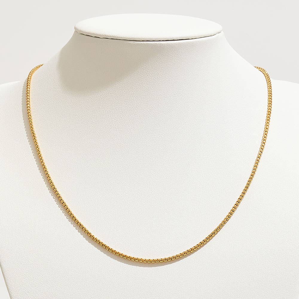 Gold Dipped Classic Box Chain Necklace: 18 INCHES