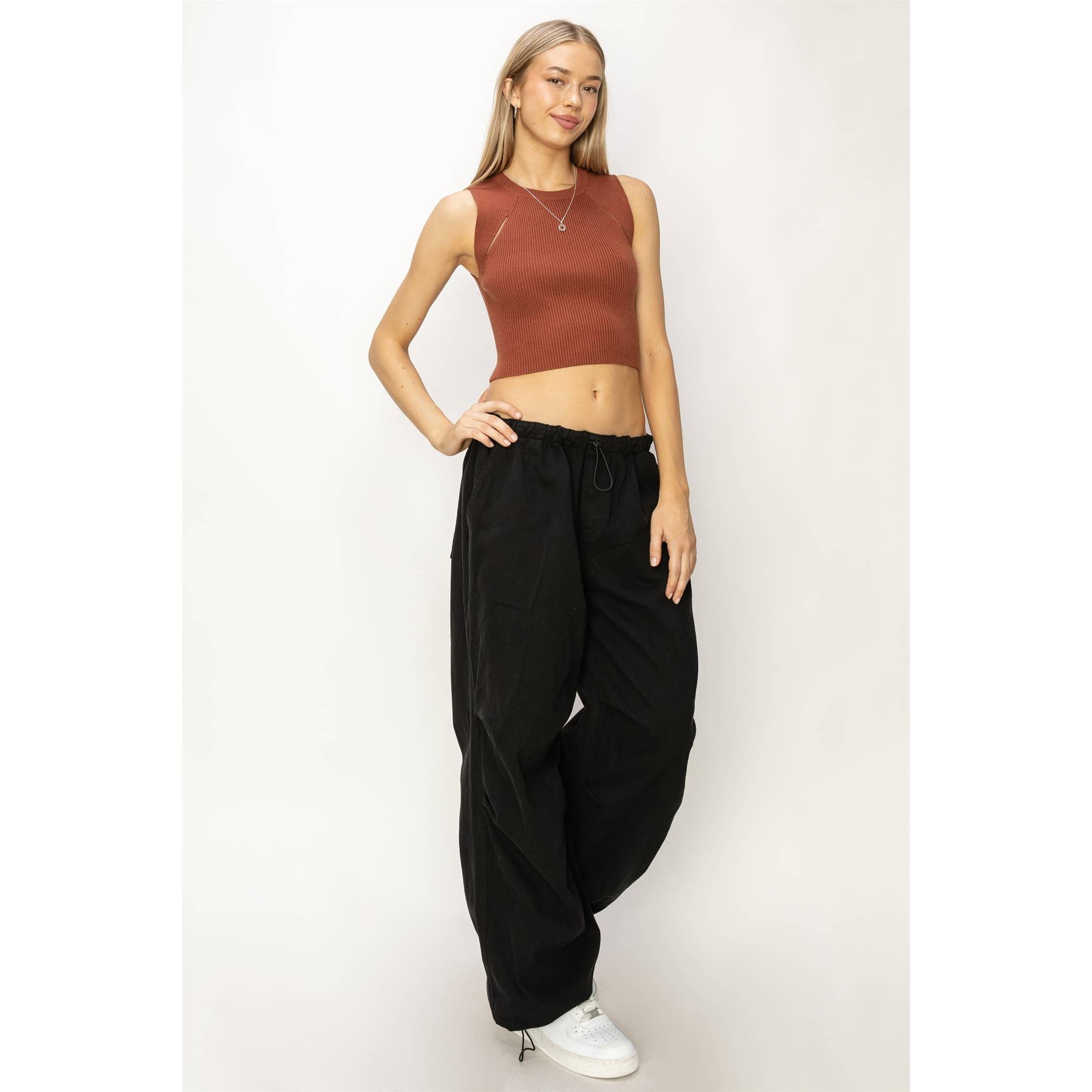 Mid Rise Parachute Pants: COBALT / S-M-L(2-2-2)