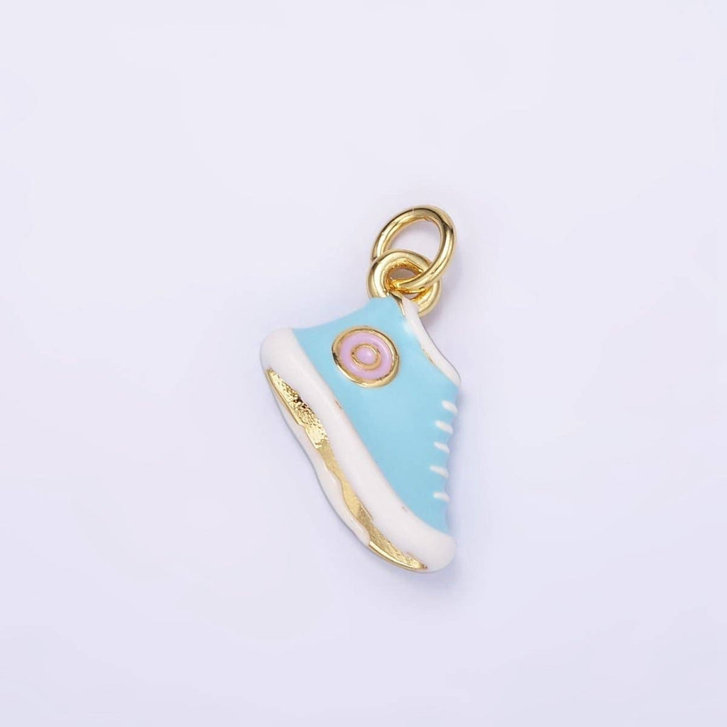 24K Gold Filled Blue, Red Enamel Sneakers Shoe Mini Charm | C649: Red