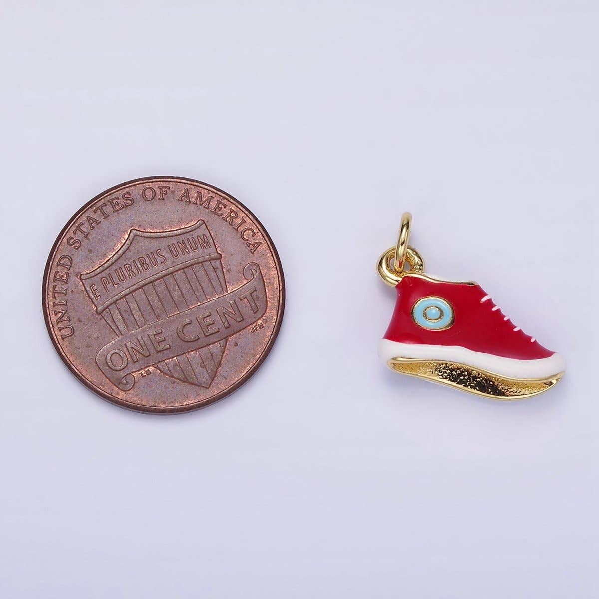 24K Gold Filled Blue, Red Enamel Sneakers Shoe Mini Charm | C649: Red