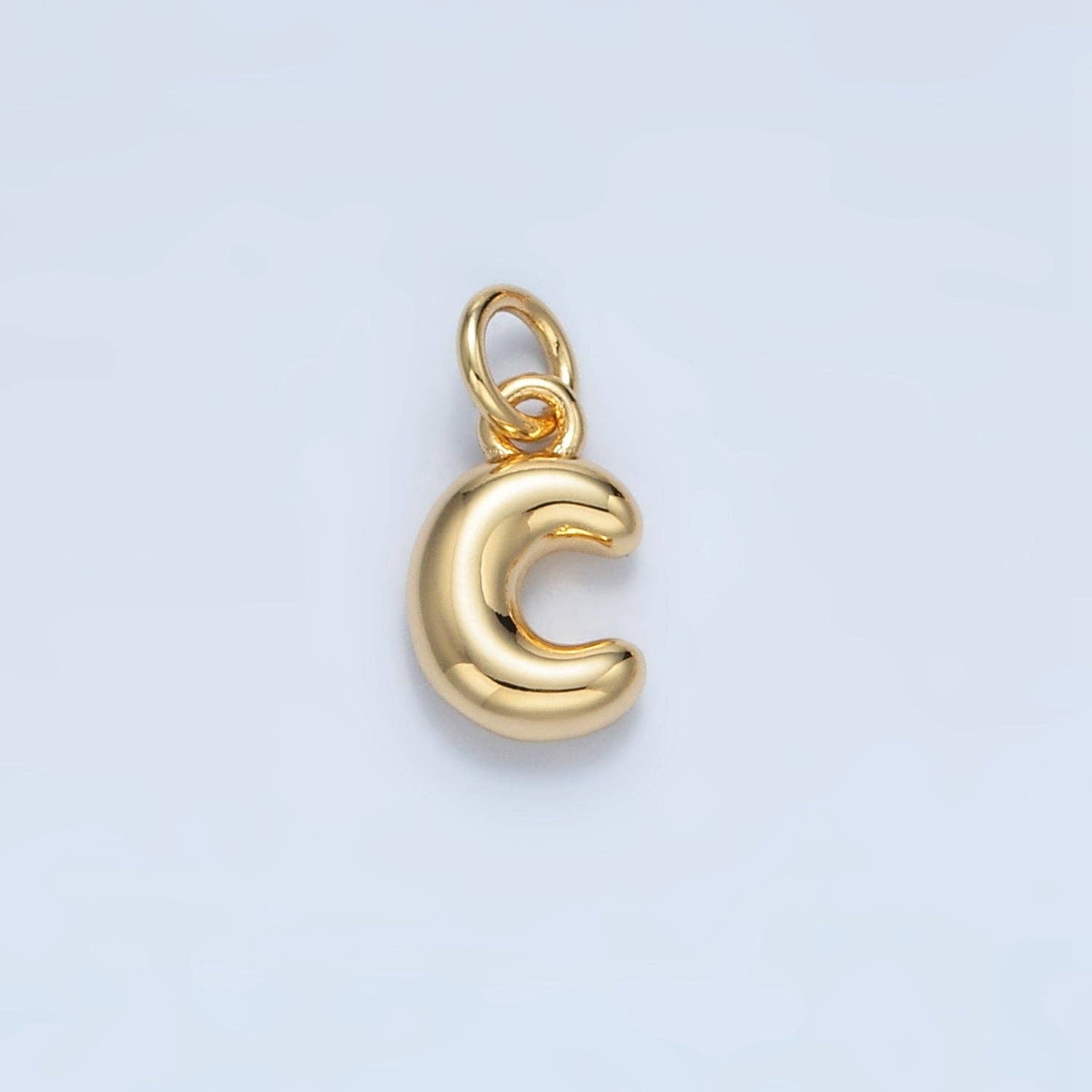 16K Gold Filled 10mm Initial Letter Chubby Balloon Mini Charm | A1591 - A1603: Letter I