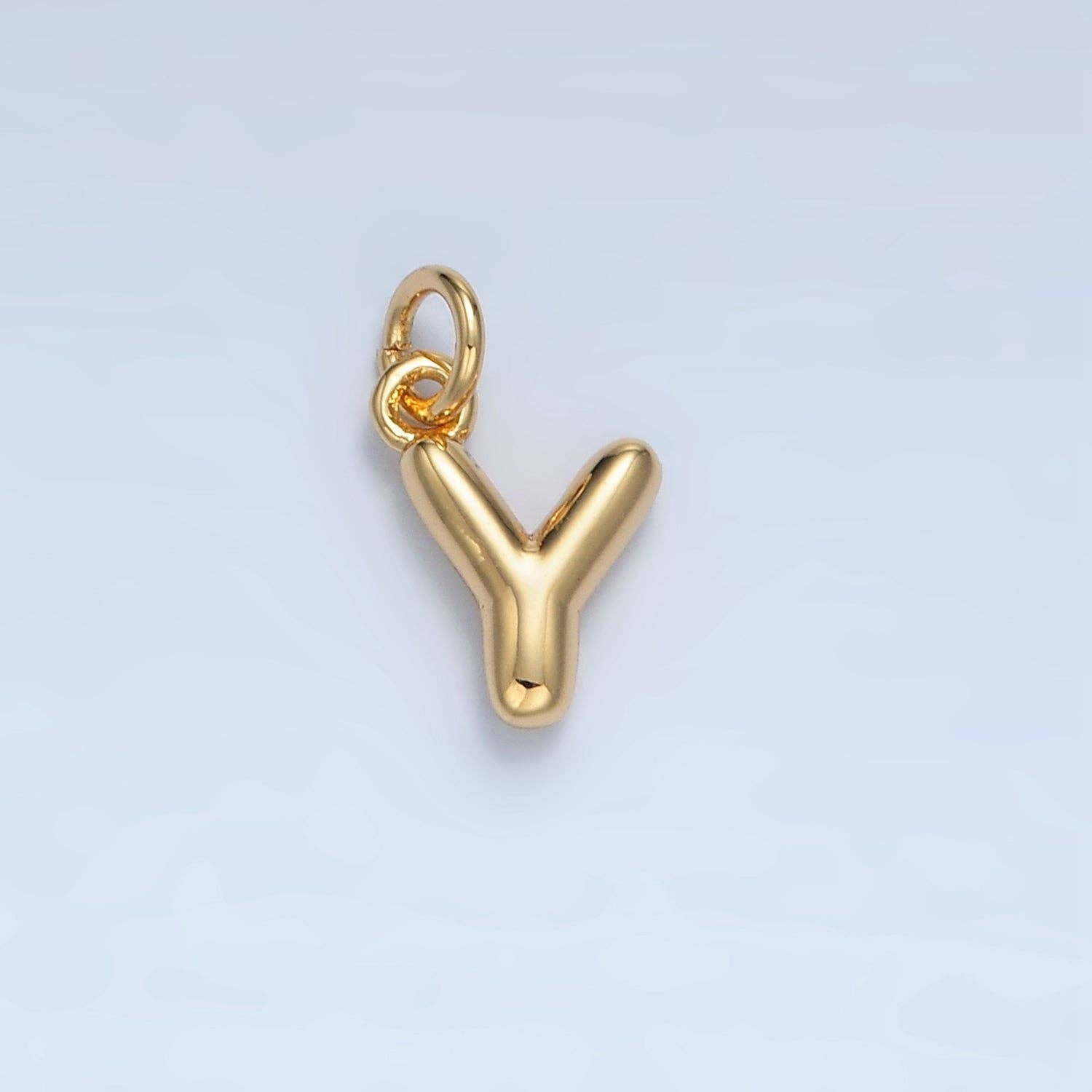 16K Gold Filled 10mm Initial Letter Chubby Balloon Mini Charm | A1591 - A1603: Letter M