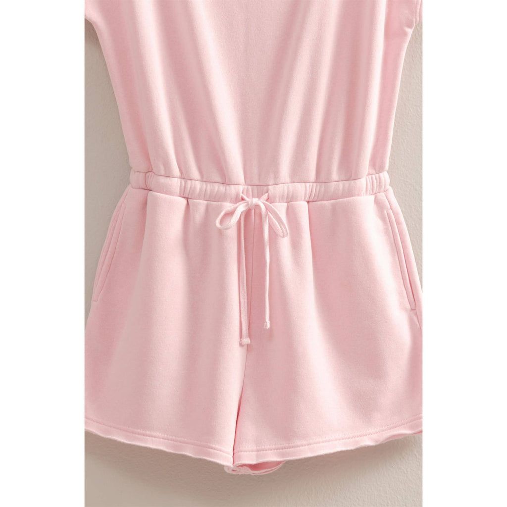 Cap Sleeve Drawstring Waist Romper: DARK TAUPE / S-M-L(2-2-2)
