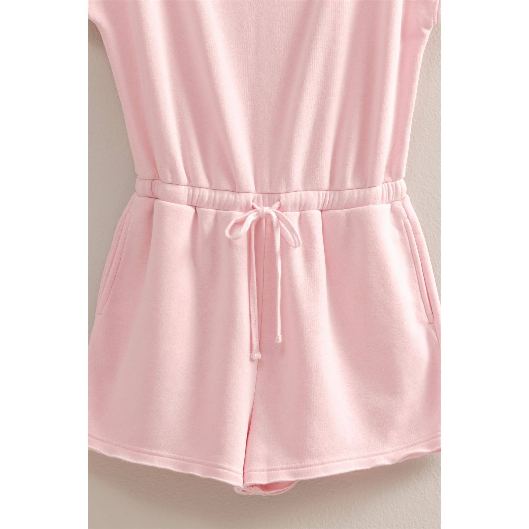 Cap Sleeve Drawstring Waist Romper: DARK TAUPE / S-M-L(2-2-2)