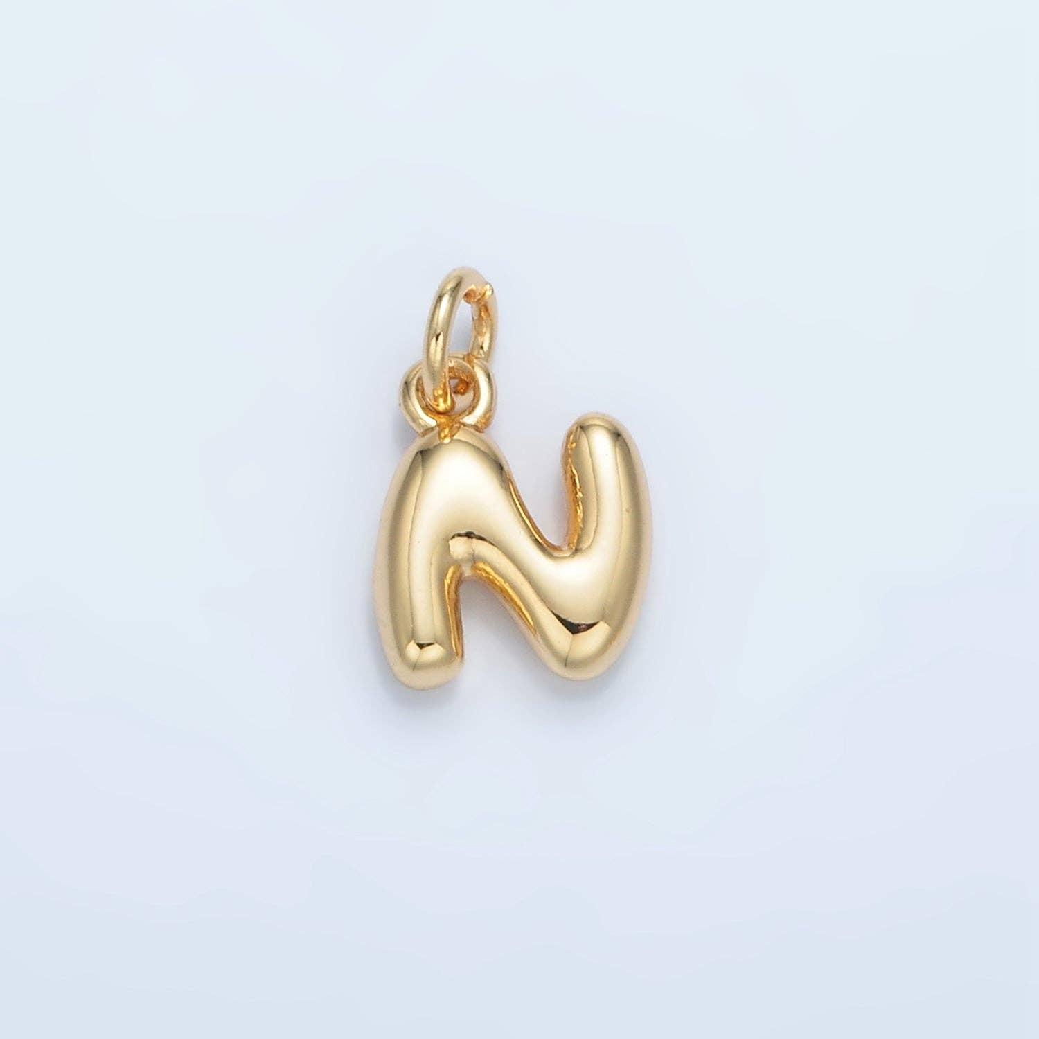 16K Gold Filled 10mm Initial Letter Chubby Balloon Mini Charm | A1591 - A1603: Letter M