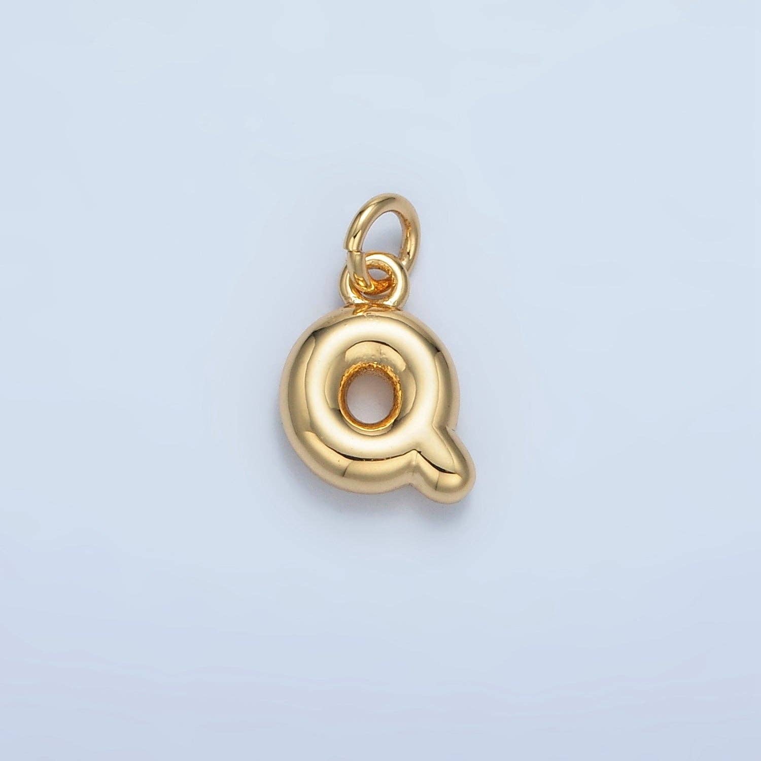 16K Gold Filled 10mm Initial Letter Chubby Balloon Mini Charm | A1591 - A1603: Letter I