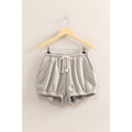 Drawstring Waist Bubbled Hem Shorts: HEATHER GRAY / S-M-L(2-2-2)