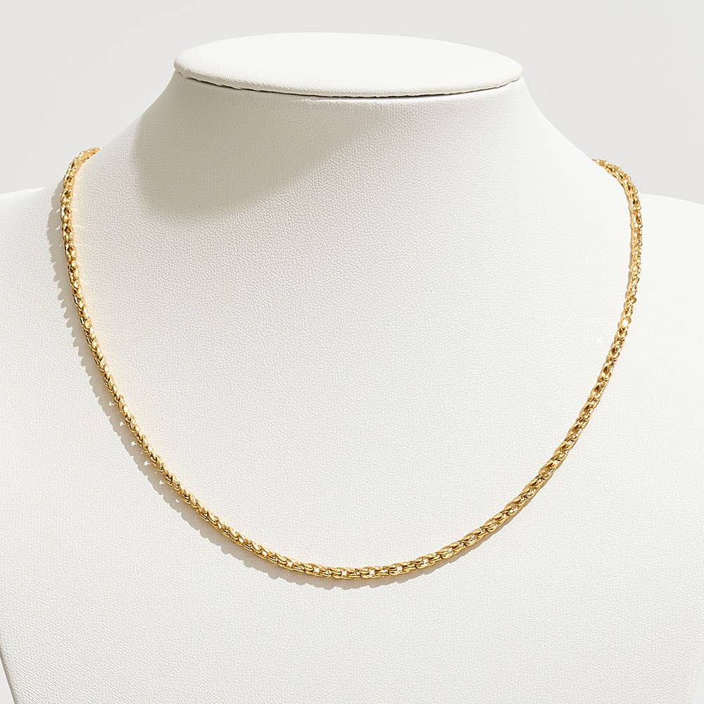 Gold Dipped Classic Rope Chain Necklace: 16 INCHES