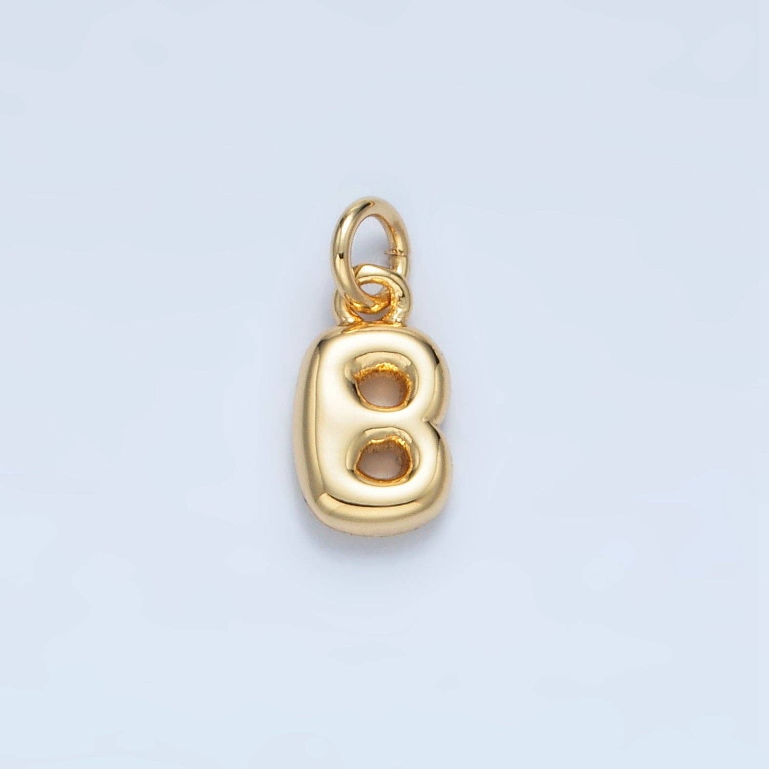 16K Gold Filled 10mm Initial Letter Chubby Balloon Mini Charm | A1591 - A1603: Letter M
